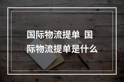 国际物流提单  国际物流提单是什么