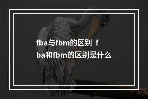 fba与fbm的区别  fba和fbm的区别是什么