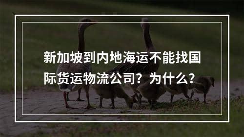 新加坡到内地海运不能找国际货运物流公司？为什么？