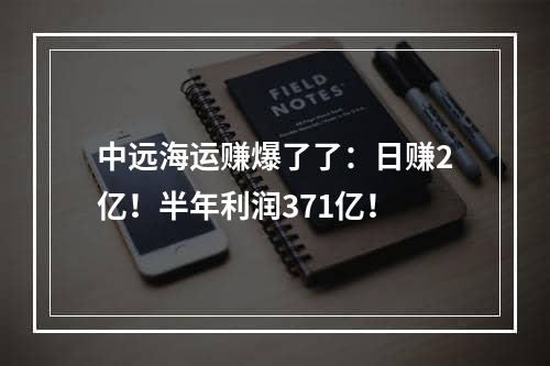 中远海运赚爆了了：日赚2亿！半年利润371亿！