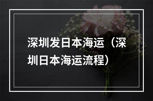 深圳发日本海运（深圳日本海运流程）