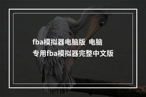 fba模拟器电脑版  电脑专用fba模拟器完整中文版