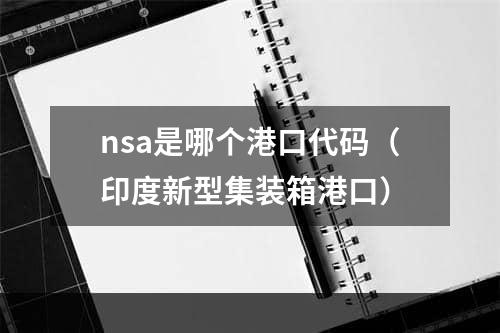 nsa是哪个港口代码（印度新型集装箱港口）