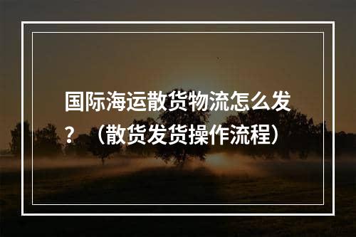 国际海运散货物流怎么发？（散货发货操作流程）