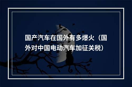 国产汽车在国外有多爆火（国外对中国电动汽车加征关税）