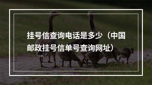 挂号信查询电话是多少（中国邮政挂号信单号查询网址）