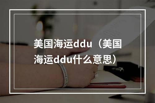 美国海运ddu（美国海运ddu什么意思）