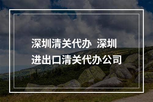 深圳清关代办  深圳进出口清关代办公司