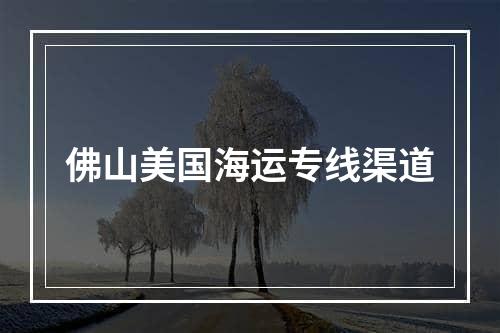 佛山美国海运专线渠道