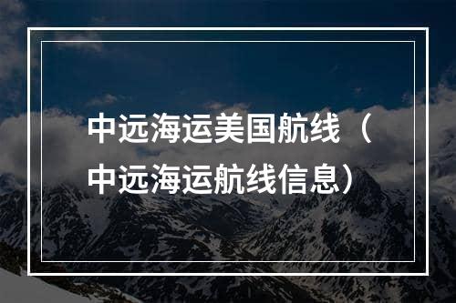 中远海运美国航线（中远海运航线信息）