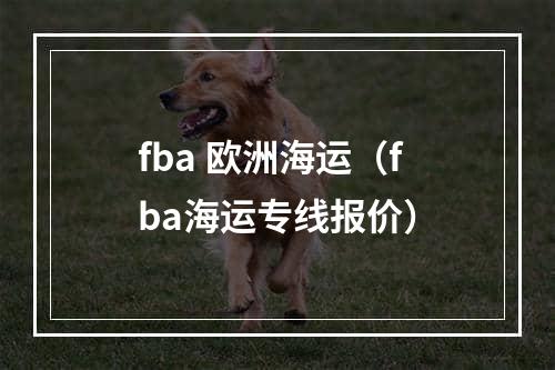 fba 欧洲海运（fba海运专线报价）