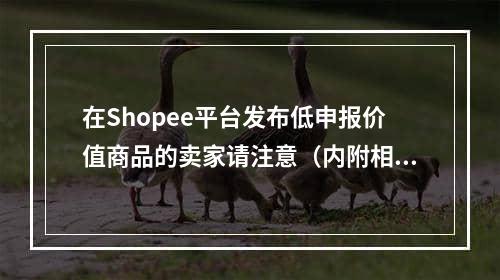 在Shopee平台发布低申报价值商品的卖家请注意（内附相关政府说明）