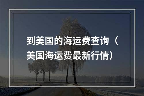 到美国的海运费查询（美国海运费最新行情）