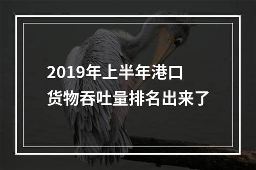 2019年上半年港口货物吞吐量排名出来了