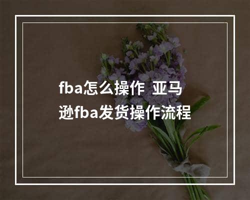 fba怎么操作  亚马逊fba发货操作流程