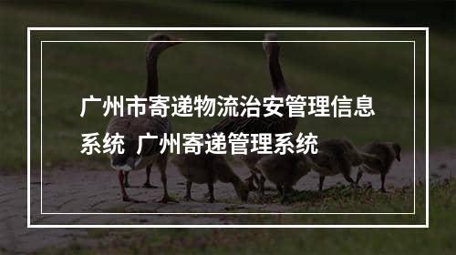 广州市寄递物流治安管理信息系统  广州寄递管理系统