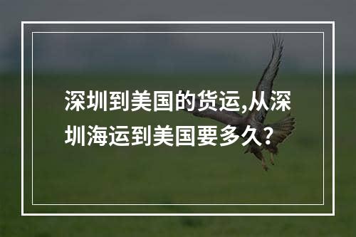 深圳到美国的货运,从深圳海运到美国要多久？