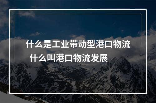 什么是工业带动型港口物流  什么叫港口物流发展