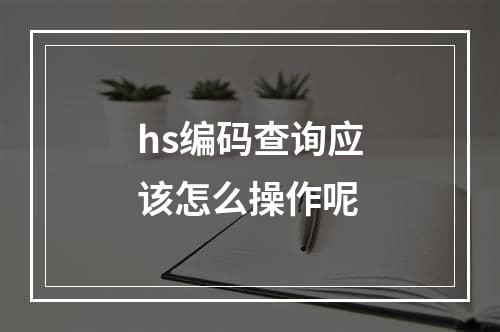 hs编码查询应该怎么操作呢