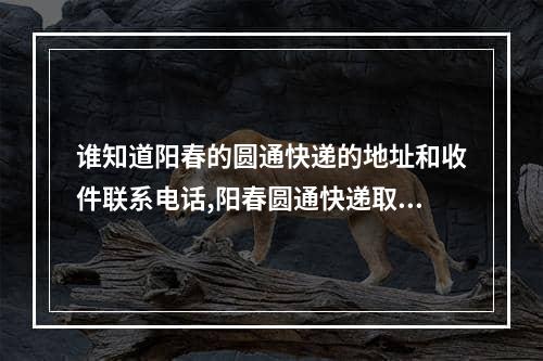 谁知道阳春的圆通快递的地址和收件联系电话,阳春圆通快递取件电话