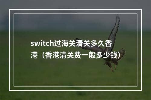 switch过海关清关多久香港（香港清关费一般多少钱）