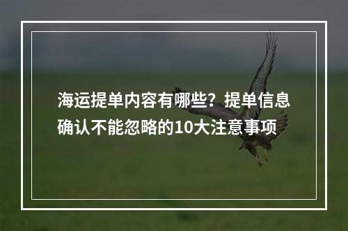 海运提单内容有哪些？提单信息确认不能忽略的10大注意事项