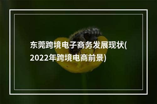 东莞跨境电子商务发展现状(2022年跨境电商前景)