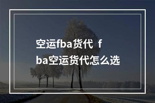 空运fba货代  fba空运货代怎么选