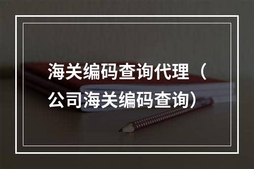 海关编码查询代理（公司海关编码查询）