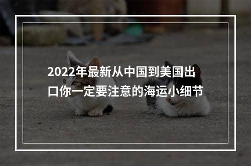 2022年最新从中国到美国出口你一定要注意的海运小细节