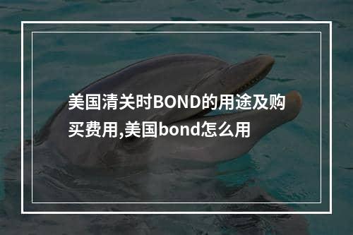 美国清关时BOND的用途及购买费用,美国bond怎么用