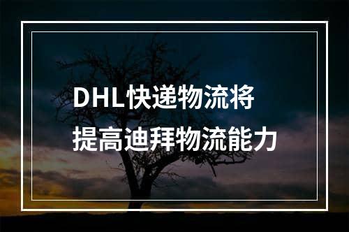 DHL快递物流将提高迪拜物流能力