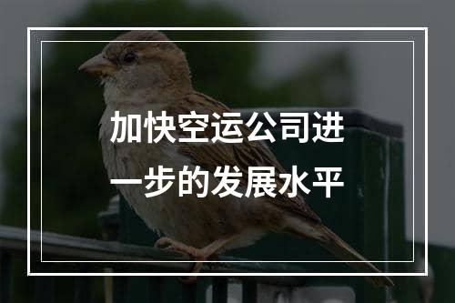 加快空运公司进一步的发展水平