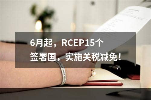 6月起，RCEP15个签署国，实施关税减免！