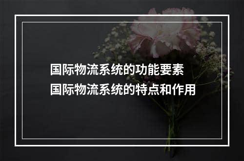 国际物流系统的功能要素  国际物流系统的特点和作用