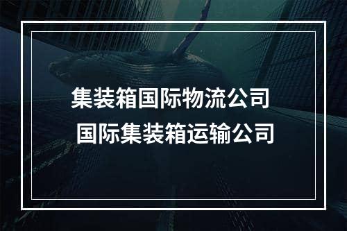 集装箱国际物流公司  国际集装箱运输公司