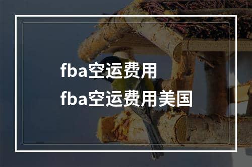 fba空运费用  fba空运费用美国