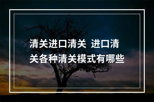 清关进口清关  进口清关各种清关模式有哪些