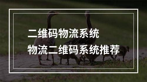 二维码物流系统  物流二维码系统推荐