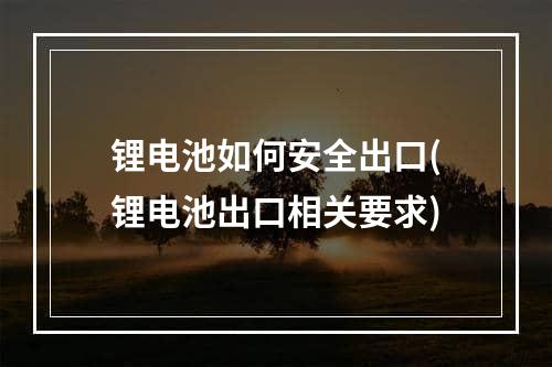 锂电池如何安全出口(锂电池出口相关要求)