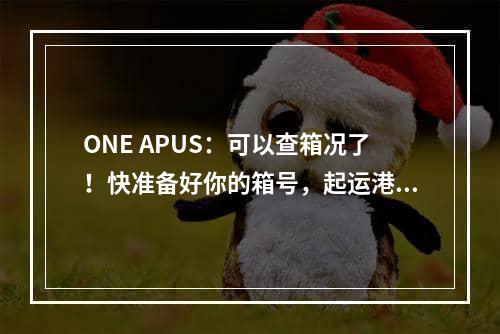 ONE APUS：可以查箱况了！快准备好你的箱号，起运港，目的港信息！