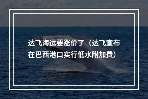 达飞海运要涨价了（达飞宣布在巴西港口实行低水附加费）