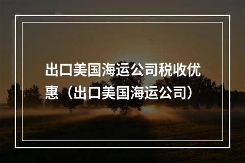 出口美国海运公司税收优惠（出口美国海运公司）