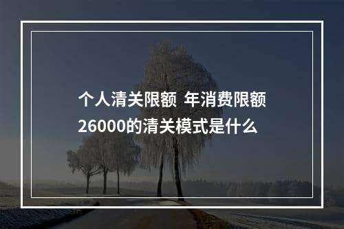 个人清关限额  年消费限额26000的清关模式是什么