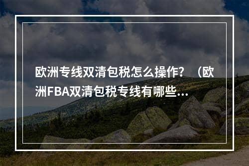 欧洲专线双清包税怎么操作？（欧洲FBA双清包税专线有哪些优势）