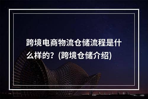 跨境电商物流仓储流程是什么样的？(跨境仓储介绍)