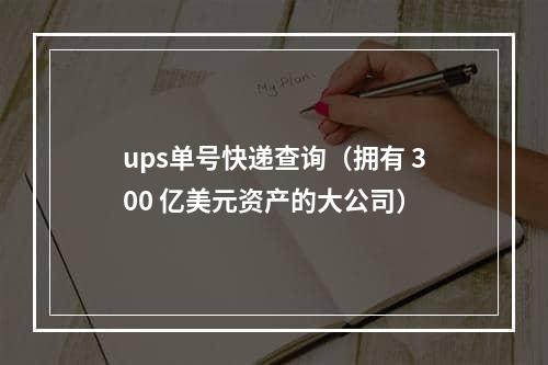 ups单号快递查询（拥有 300 亿美元资产的大公司）