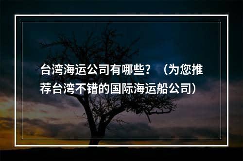 台湾海运公司有哪些？（为您推荐台湾不错的国际海运船公司）