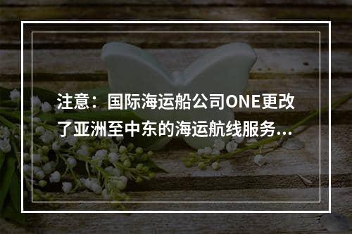 注意：国际海运船公司ONE更改了亚洲至中东的海运航线服务！