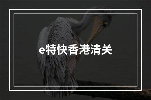 e特快香港清关